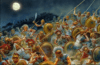Batalla nocturna de Epipolas 413 AC. Las etenienses durante el asedio de Siracusa, organizan un ataque nocturno inicialmente tienen éxito pero son derrotados por los siracusanos debido a la confusión. Autor Peter Dennis para Osprey
