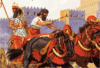 Carro de guerra babilonio tirado por caballos llevados por los kasitas o casitas