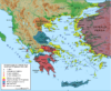 Mapa Guerra del Peloponeso con indicación de las batallas