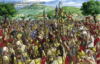 Batalla de Sentium 295 AC. La caballería romana atacando a los galos por retaguardia. Autor Marco Astracedi