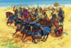 Carros falcados persas o carros escitas, en sus inmediaciones la caballería pesada. Autor Palacios
