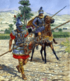 Ejércitos diádocos: Jinete de los compañeros o hetairoi y falangita macedonio o pezetairoi. Autor Igor Dzis