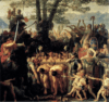 Batalla de Burdigala (actual Burdeos) 107 AC. Los tigurinos fuerzan a los romanos a pasar bajo el yugo. Autor Charles Gleyre, artista Suizo (1806-1874)
