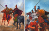 Batalla de Magnesia 190 AC. Izquierda jinete romano contra jinete selúcida. Derecha caballería ligera seleúcida contra vélites romanos. Autor Graham Sumner
