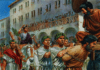 Triunfo de Cneo Pompeyo. Pompeyo celebrando su triunfo en las calles de Roma