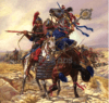 Batalla de Dara: Jinete romano mata al portaestandarte sasánida. Autor Igor Dzis
