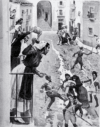 Levantamiento del 2 de mayo de 1808. Enfrentamientos en la calle cuchilleros durante la tarde. Autor Ángel Díaz Huertas.