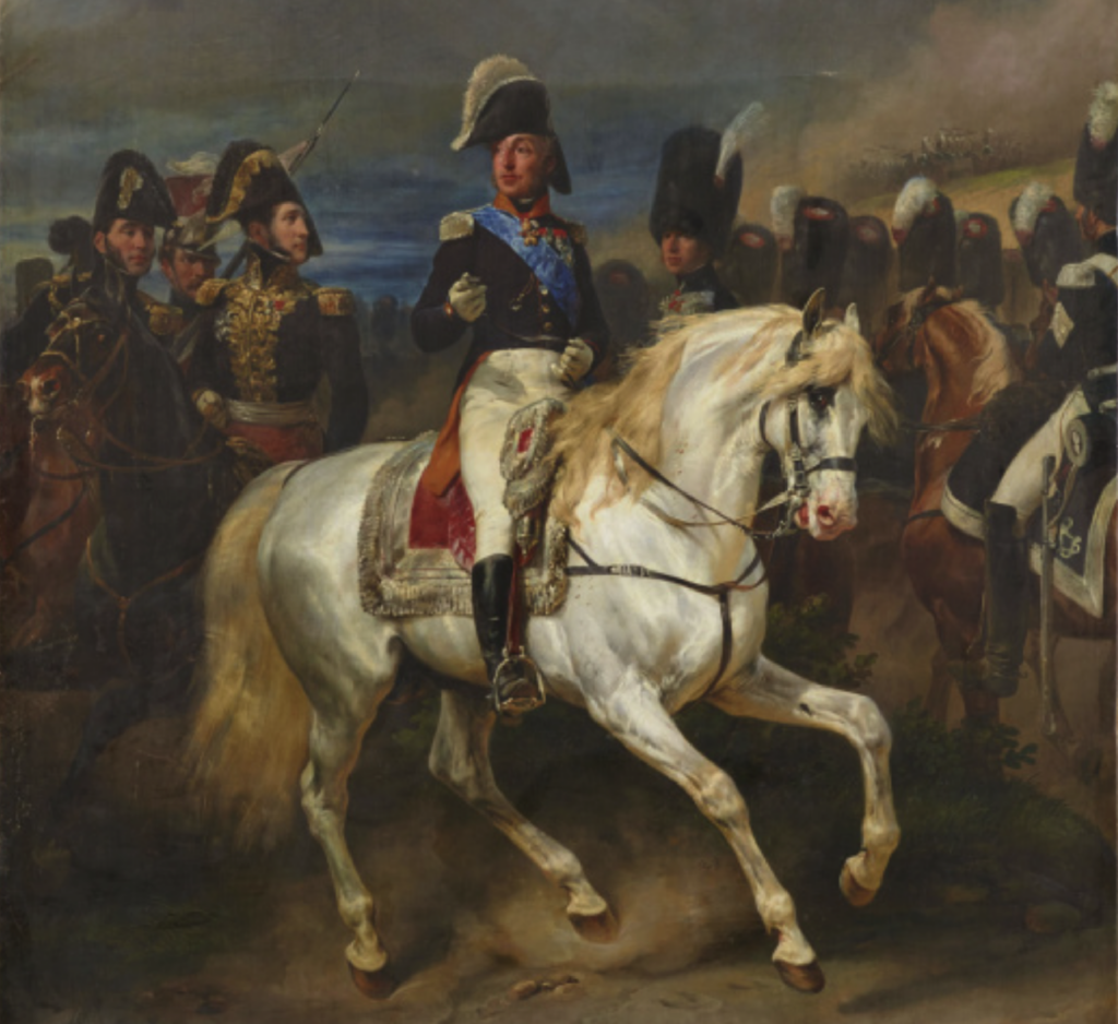 Louis-Antoine de Borbón, duque de Angulema a caballo con su estado mayor en España en 1823. Autor Emile-Jean Horace Vernet.
