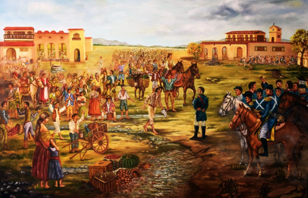 Preludio de Libertad. Encuentro entre las fuerzas independentistas y la población de Pisco en 1820. Autor Luis Ray García Vidal.