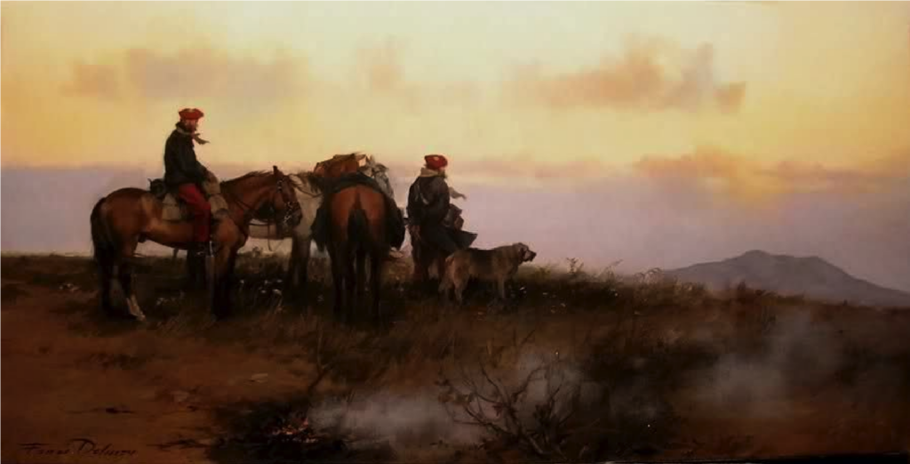 Patrulla carlista durante la Primera Guerra Carlista. Autor Augusto Ferrer Dalmau.